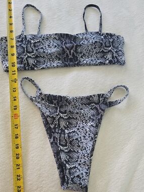 Brazilian Snake Print Two-Piece Bikini Set Bandeau Top & Brazilian Bottom